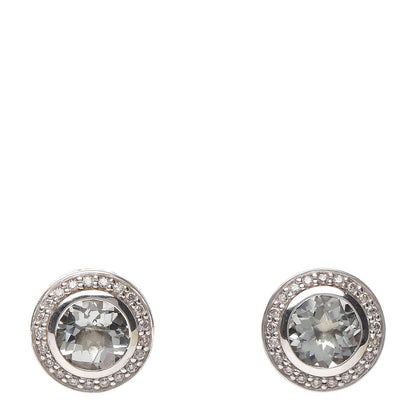 David Yurman Sterling Silver Diamond Prasiolite 8mm Cerise Earrings 1 of 5
