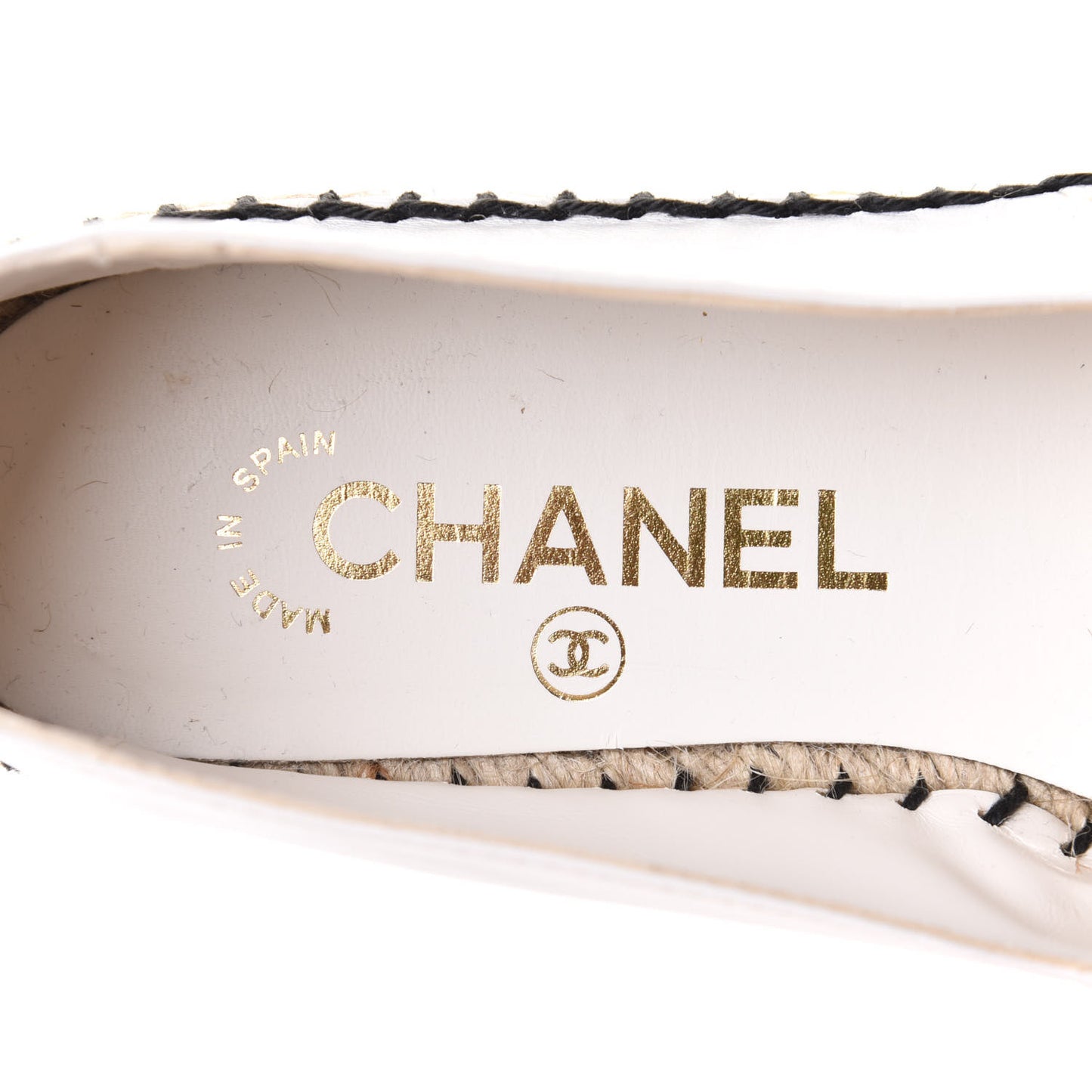 Lambskin Stitched CC Espadrilles 38 White Black