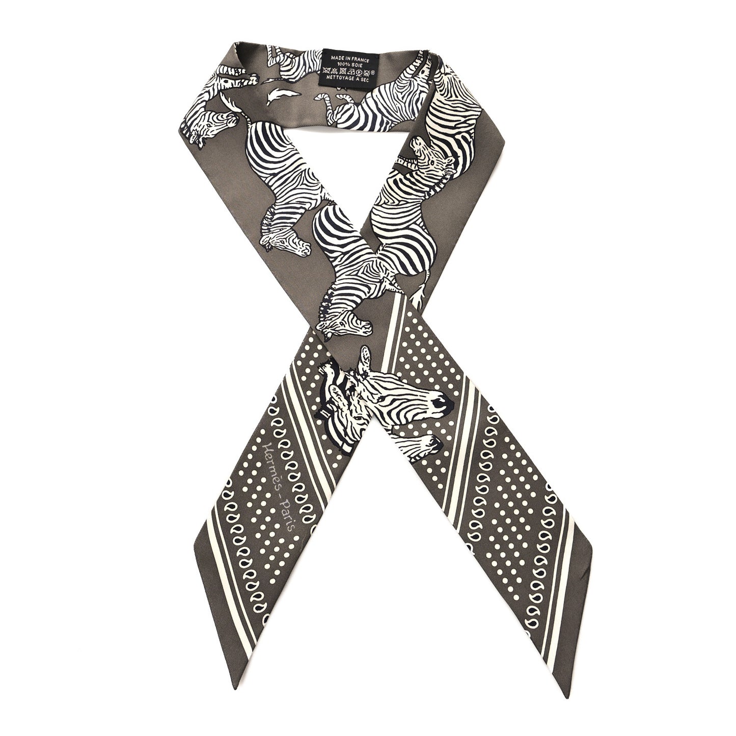 Silk Les Zebres Twilly Gris Taupe Black White