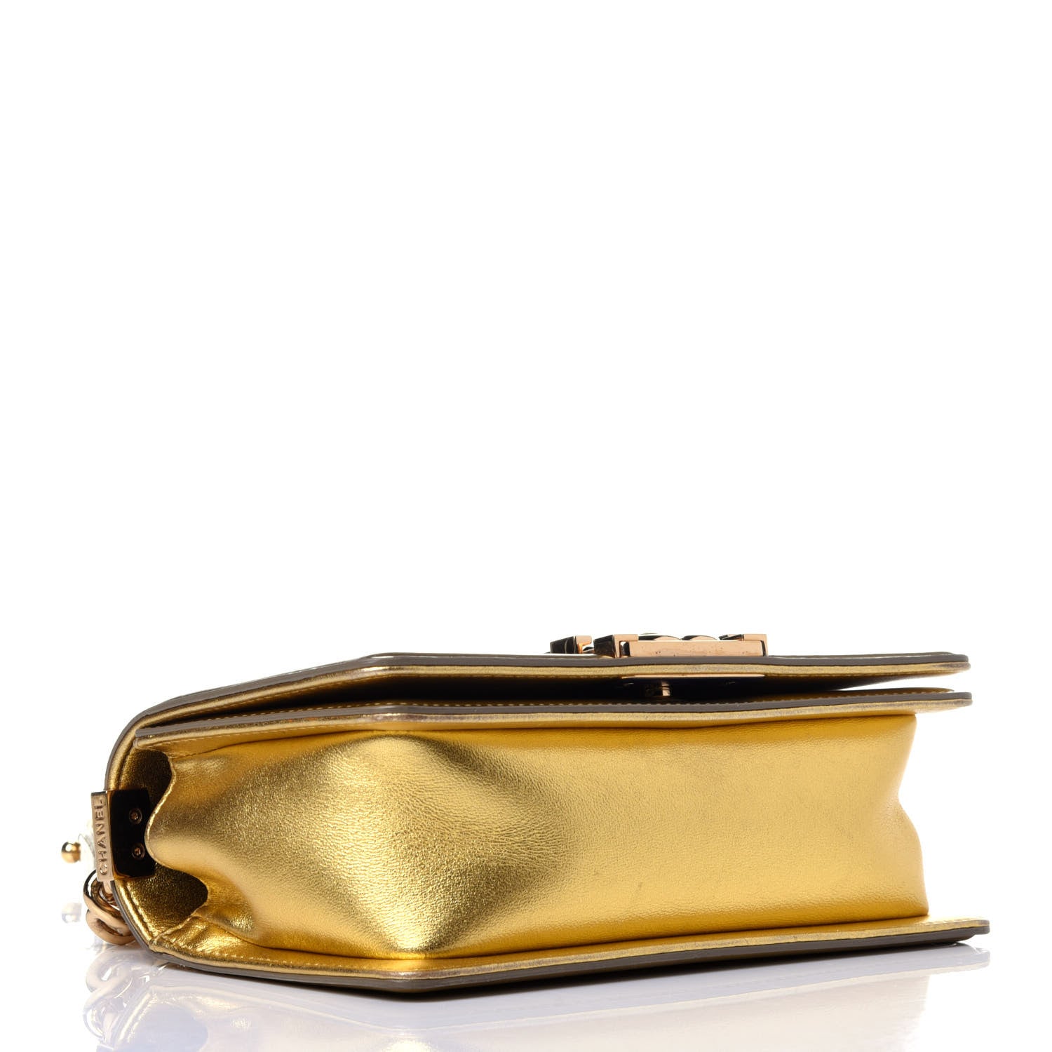 Chanel Metallic Patent Calfskin Quilted Small Boy Flap Gold 4 of 12