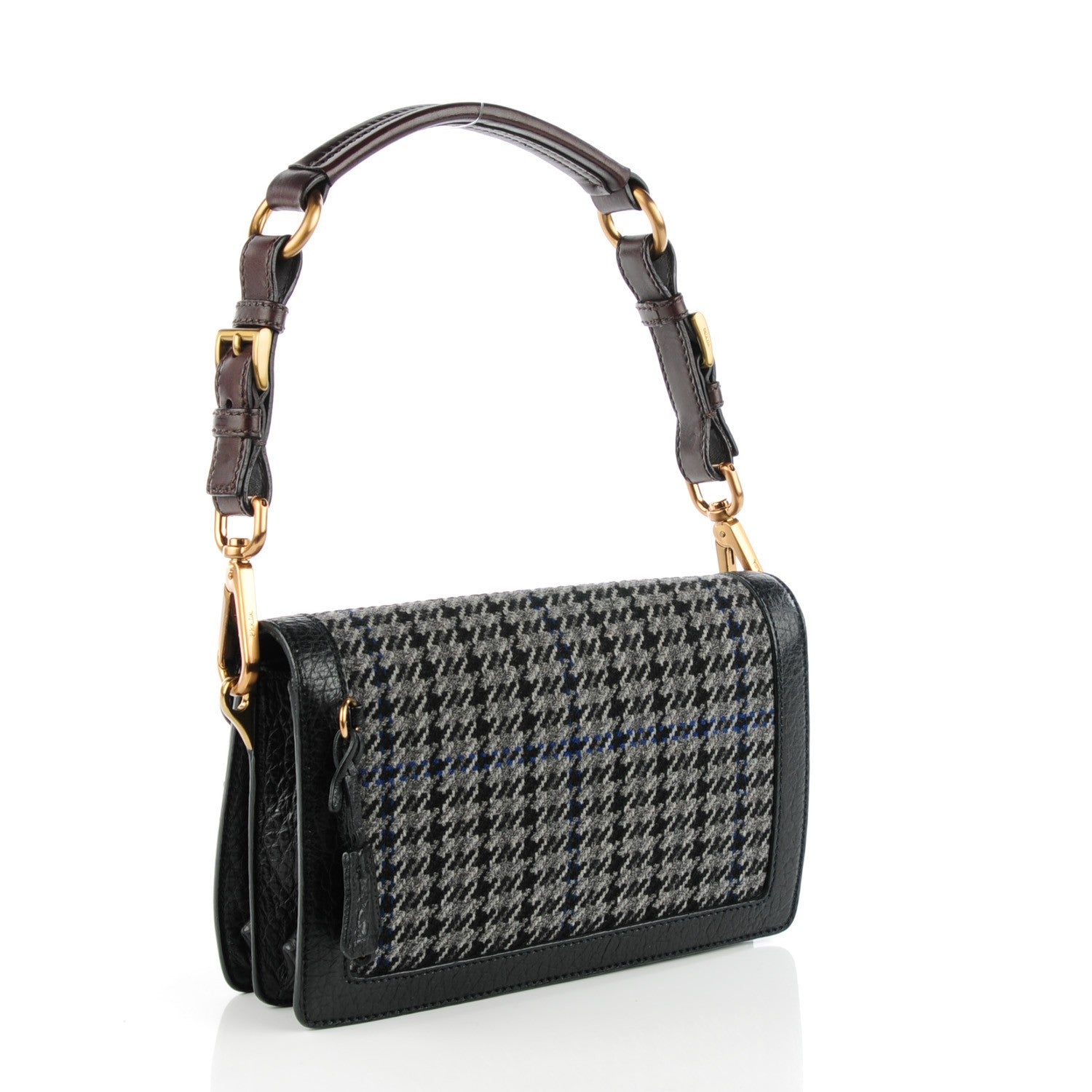 Prada Tweed Sound Shoulder Bag Black 3 of 9