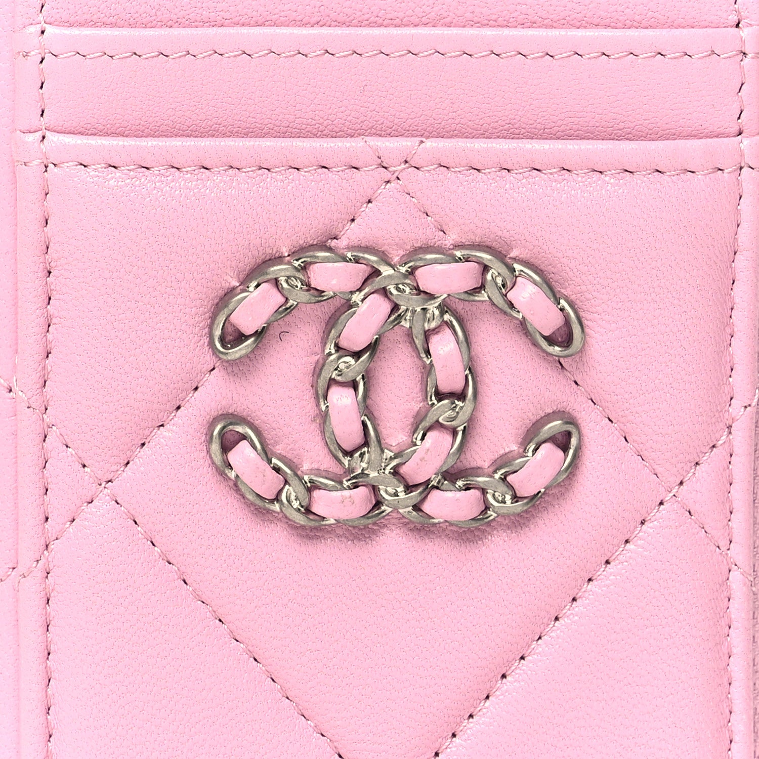 Chanel Lambskin Quilted Chanel 19 Vertical Zip Card Holder Wallet Pink 8 of 8