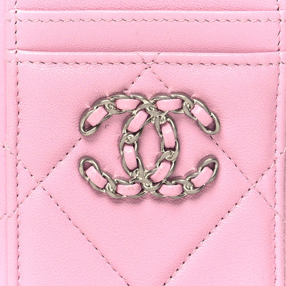 Chanel Lambskin Quilted Chanel 19 Vertical Zip Card Holder Wallet Pink 8 of 8