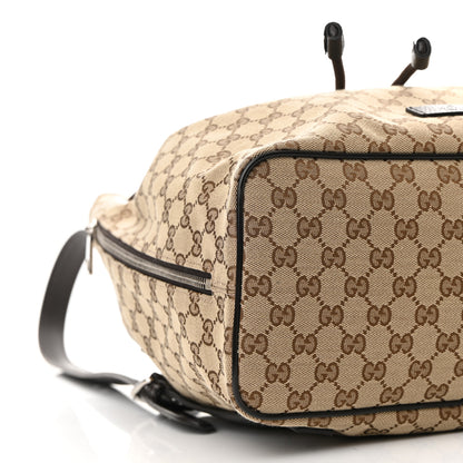 Gucci Monogram Dollar Calfskin O Drawstring Backpack Beige Ebony Testa di Moro Dark Chocolate 9 of 10
