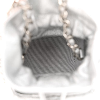 Chanel Metallic Caviar Quilted Mini Drawstring Bucket Bag Silver 5 of 10