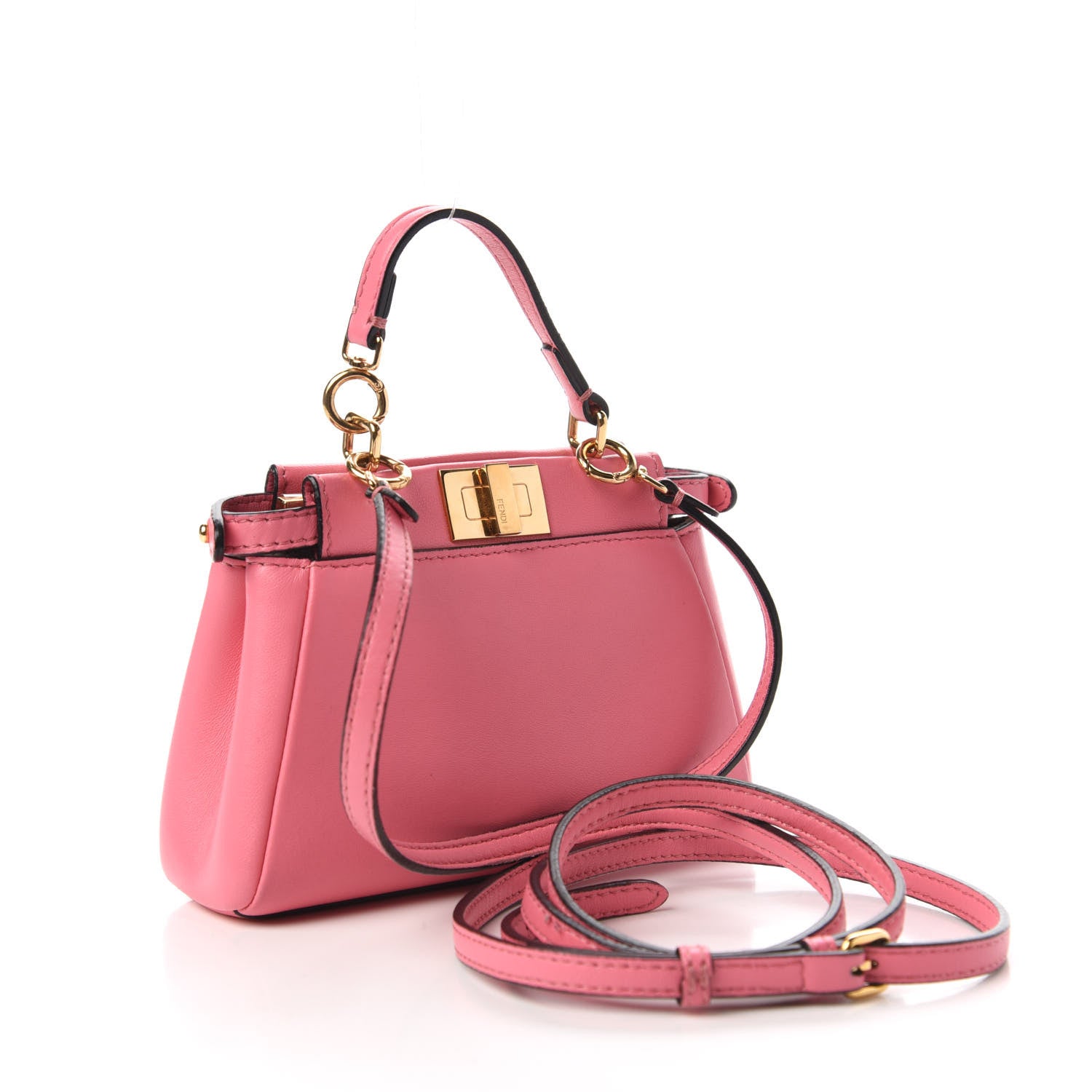 Fendi Shiny Nappa Micro Peekaboo Iconic Satchel Rosa Fluo 3 of 9