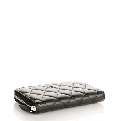 Chanel Lambskin Quilted Small Zip Around Wallet Black 4 of 16