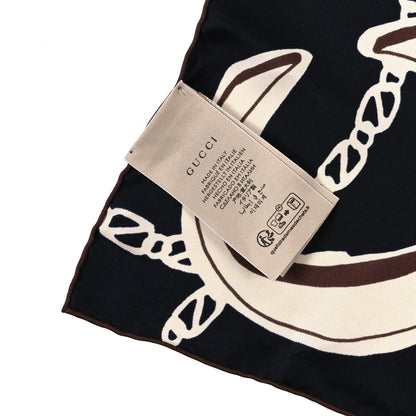 Gucci Silk Twill Bag Print Square Scarf Navy Light Brown 3 of 3