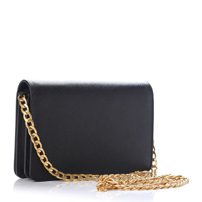 Prada Saffiano Lux Chain Wallet Black 3 of 8