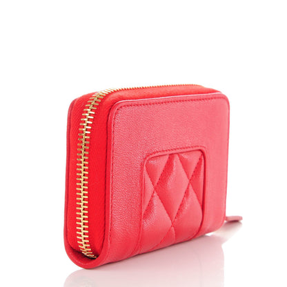 Chanel Sheepskin Quilted Mademoiselle Vintage Zip Coin Purse Red 3 of 7