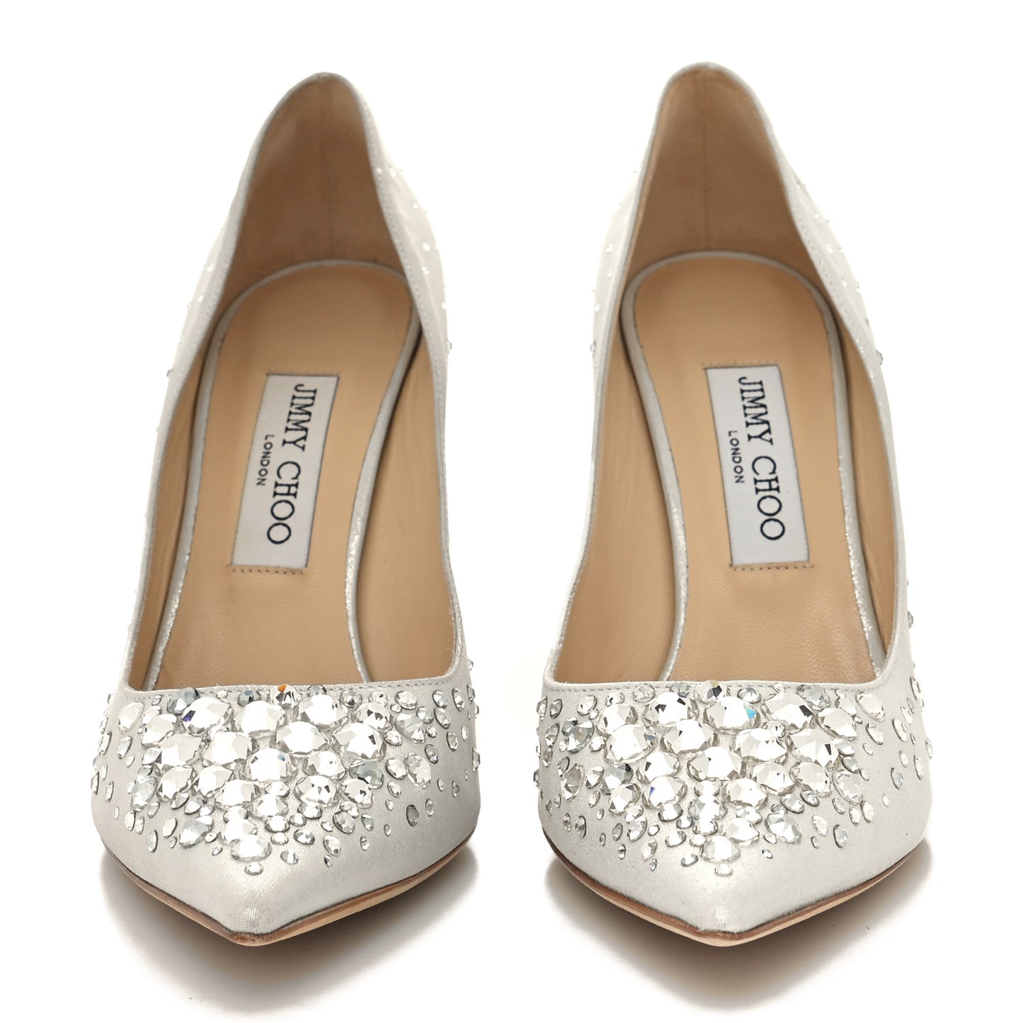 Shimmer Suede Crystal Embellished Abel 100 Pumps 39 White