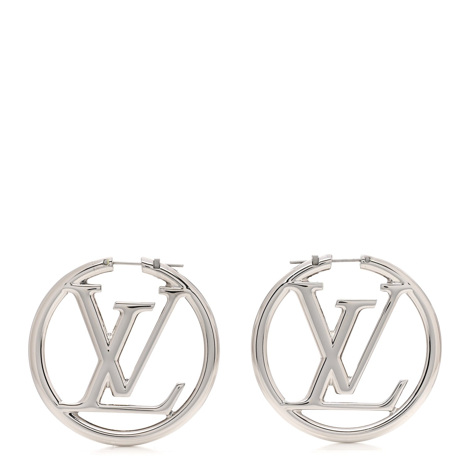 Louis Vuitton Palladium Louise Hoop Earrings Silver 1 of 4