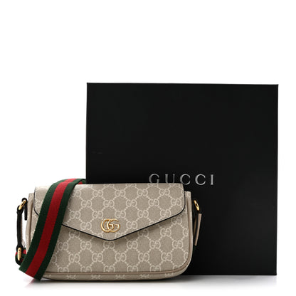 Gucci GG Supreme Monogram Textured Dollar Calfskin Web Mini Ophidia Envelope Shoulder Bag Beige Mystic White Oatmeal 13 of 13