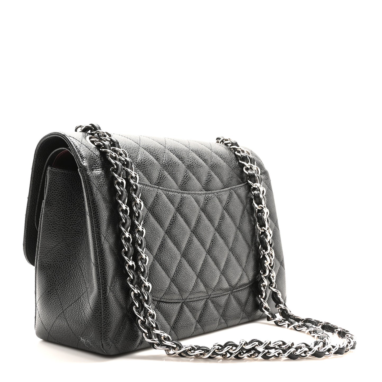 Caviar Quilted Jumbo Double Flap Black