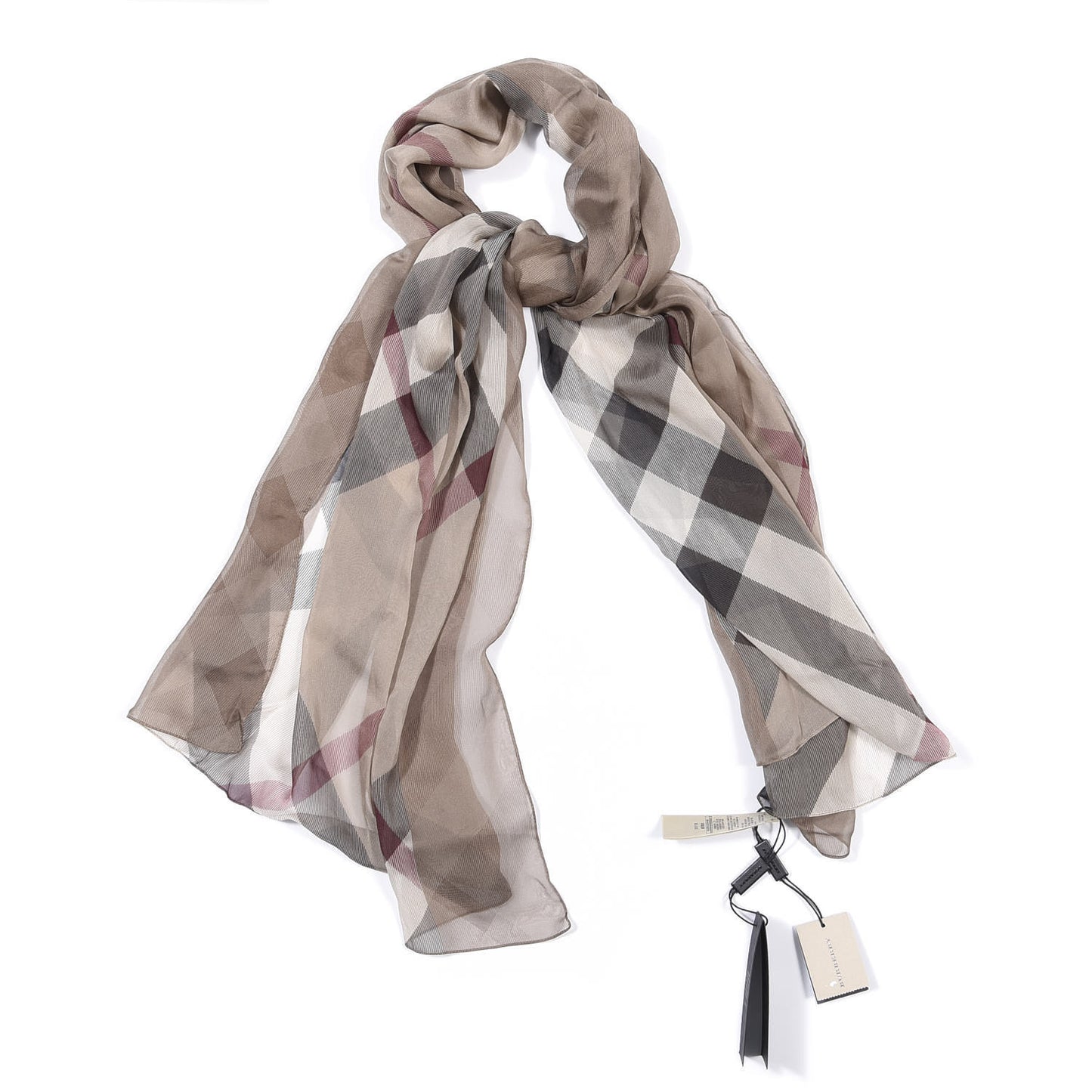Silk Chiffon Smoked Check Colour Block Scarf Trench