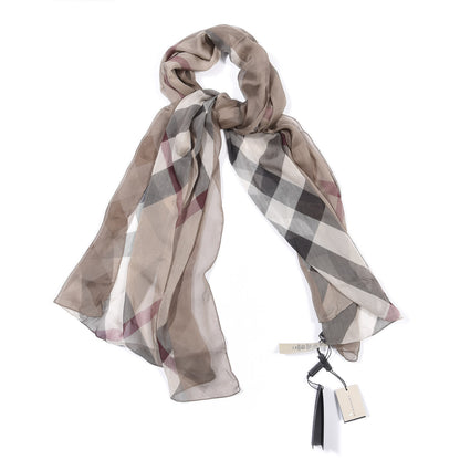 Burberry Silk Chiffon Smoked Check Colour Block Scarf Trench 1 of 4