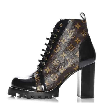 Louis Vuitton Patent Calfskin Monogram Star Trail Ankle Boots 40 Black 1 of 8