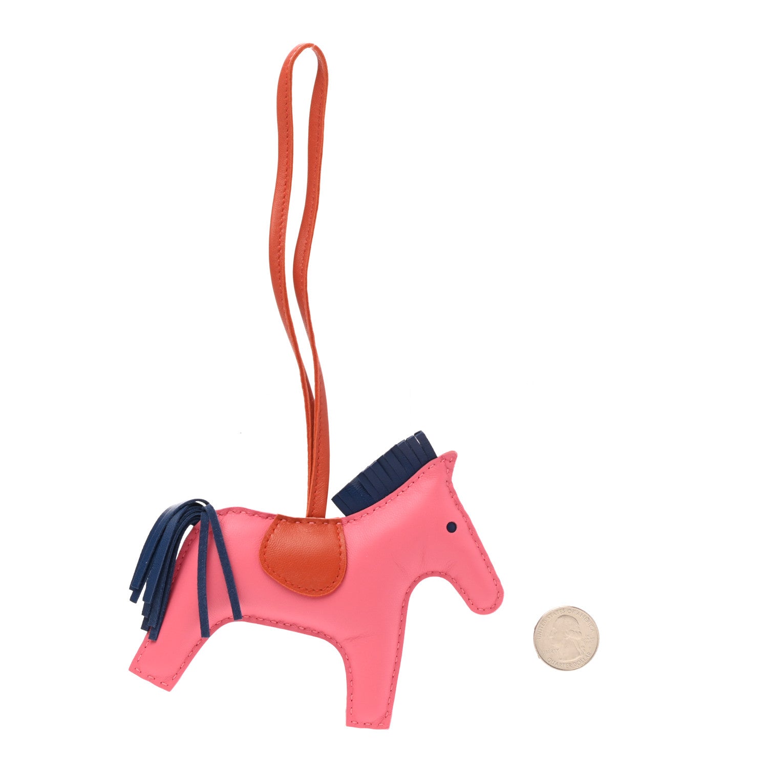 Hermes Milo Lambskin Grigri Rodeo Horse Bag Charm MM Rose Azalee Cornaline Bleu De Malte 2 of 3