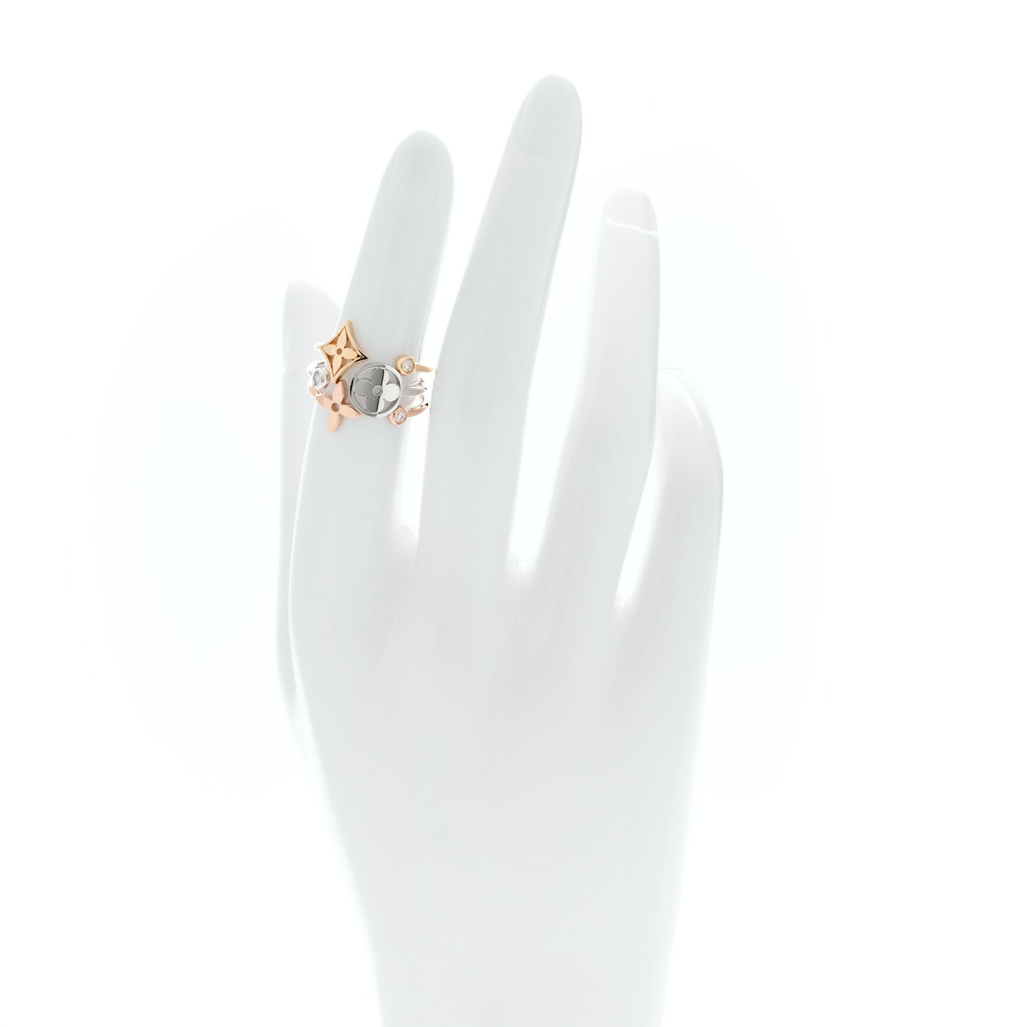 18K Yellow Pink White Gold Diamond Idylle Blossom Ring 3 Set 51 5.75