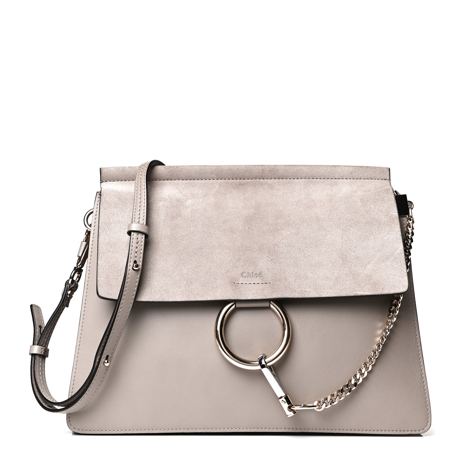 Chloe Calfskin Suede Medium Faye Shoulder Bag Motty Grey 1 of 9