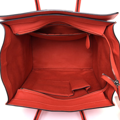 Celine Drummed Calfskin Mini Luggage Vermillion 5 of 6