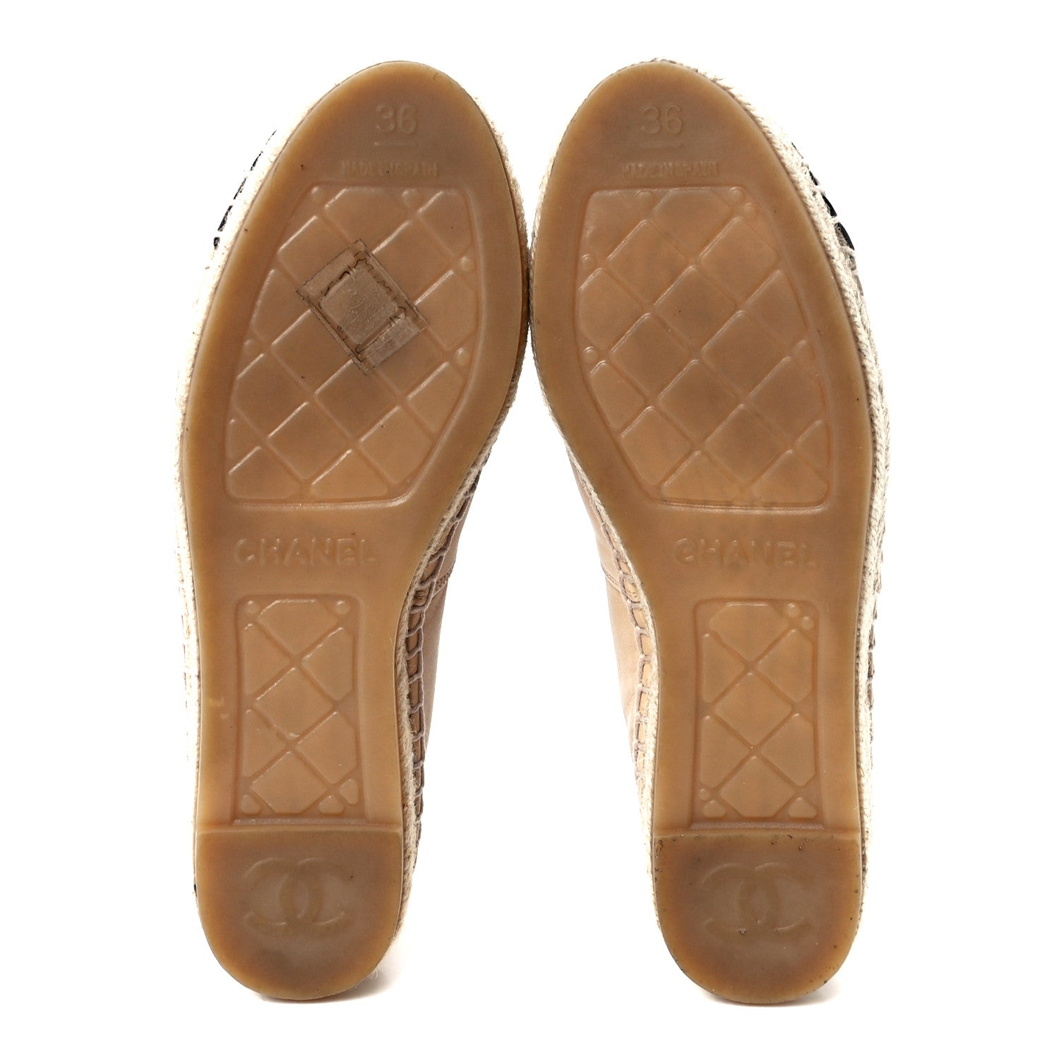 Chanel Lambskin CC Espadrilles 36 Beige Black 5 of 10