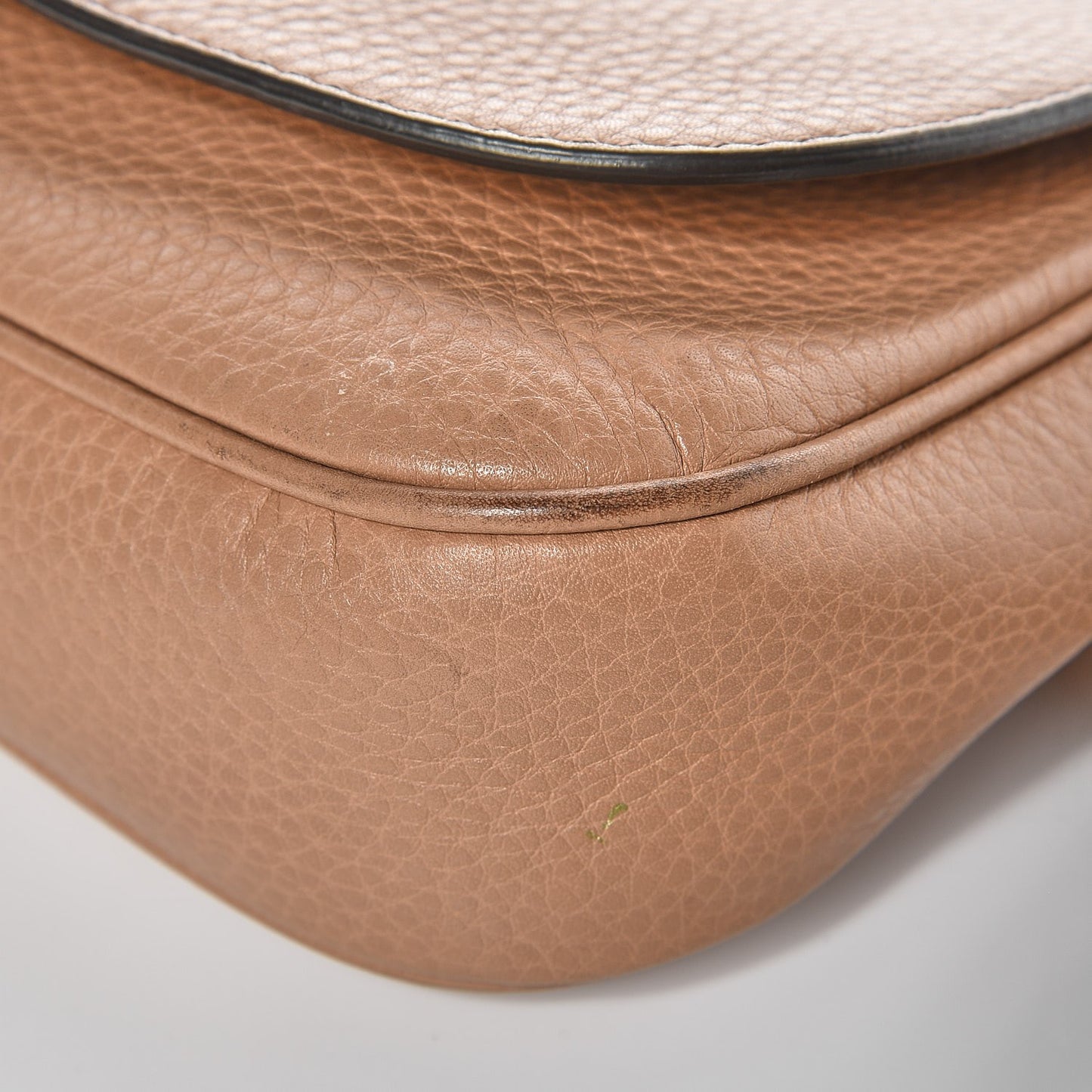 Pebbled Calfskin Medium Soho Flap Crossbody Camelia