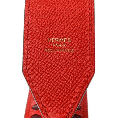 Hermes Epsom 40mm Mousqetons Tressage Shoulder Strap Rouge Coeur Bleu du Nord Rouge H 3 of 4