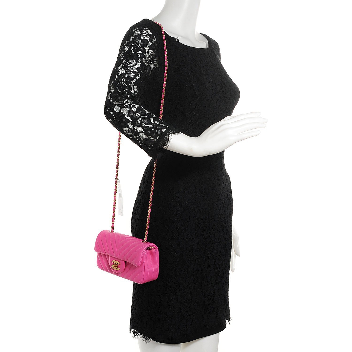Chanel Lambskin Chevron Quilted Extra Mini Flap Dark Pink 2 of 7