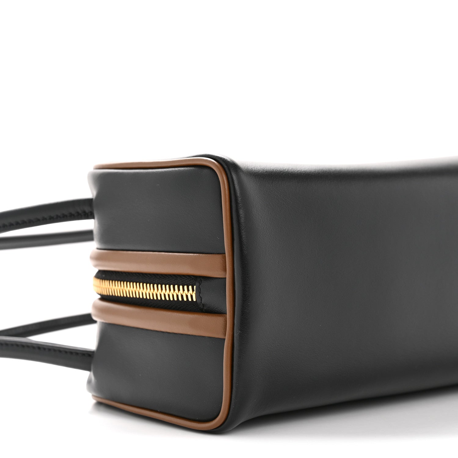 Prada Soft Calfskin Swing Shoulder Bag Black Hazelnut 9 of 12