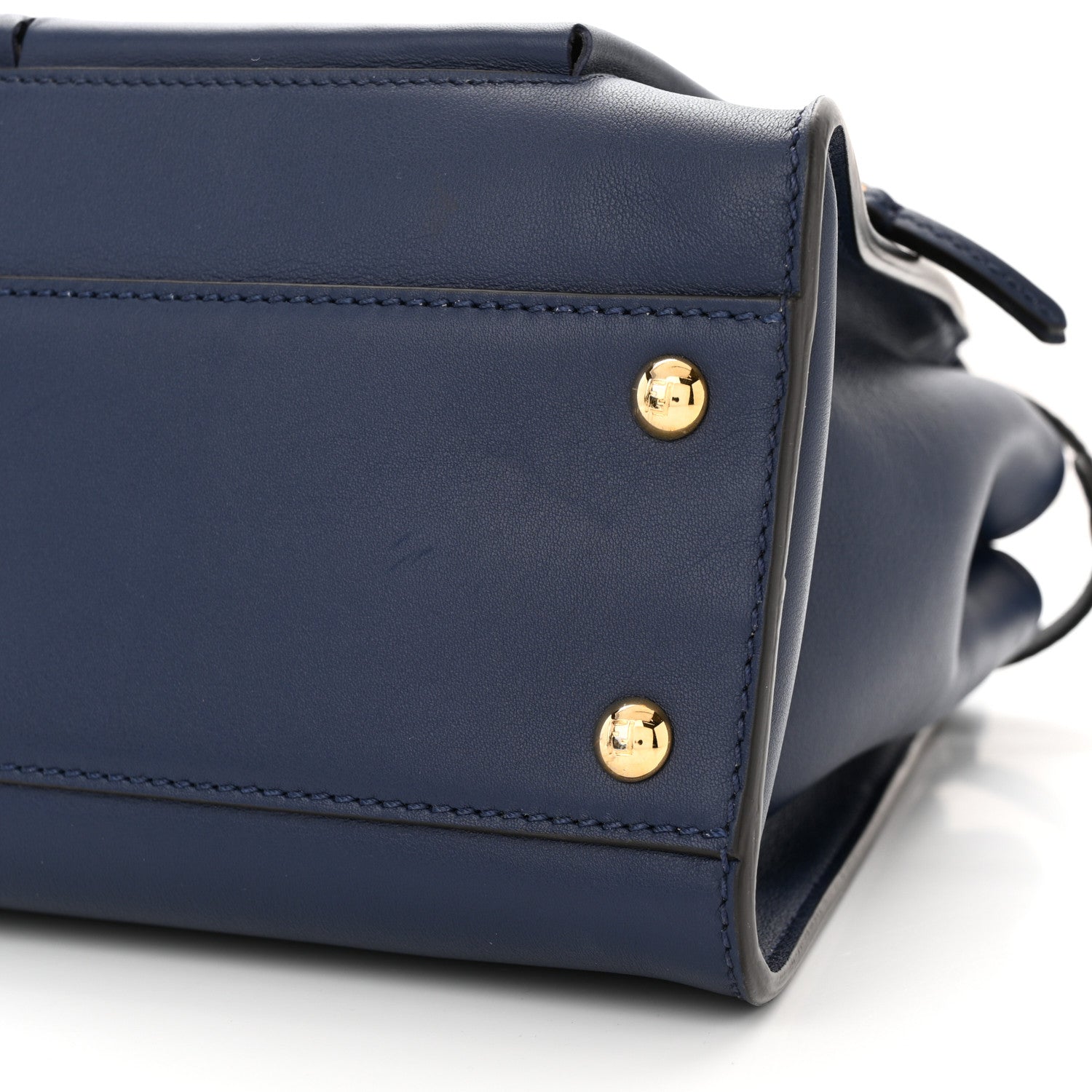Fendi Vitello Seta Shiny Nappa Medium 3 Pocket Peekaboo Iconic Satchel Blueberry 10 of 10