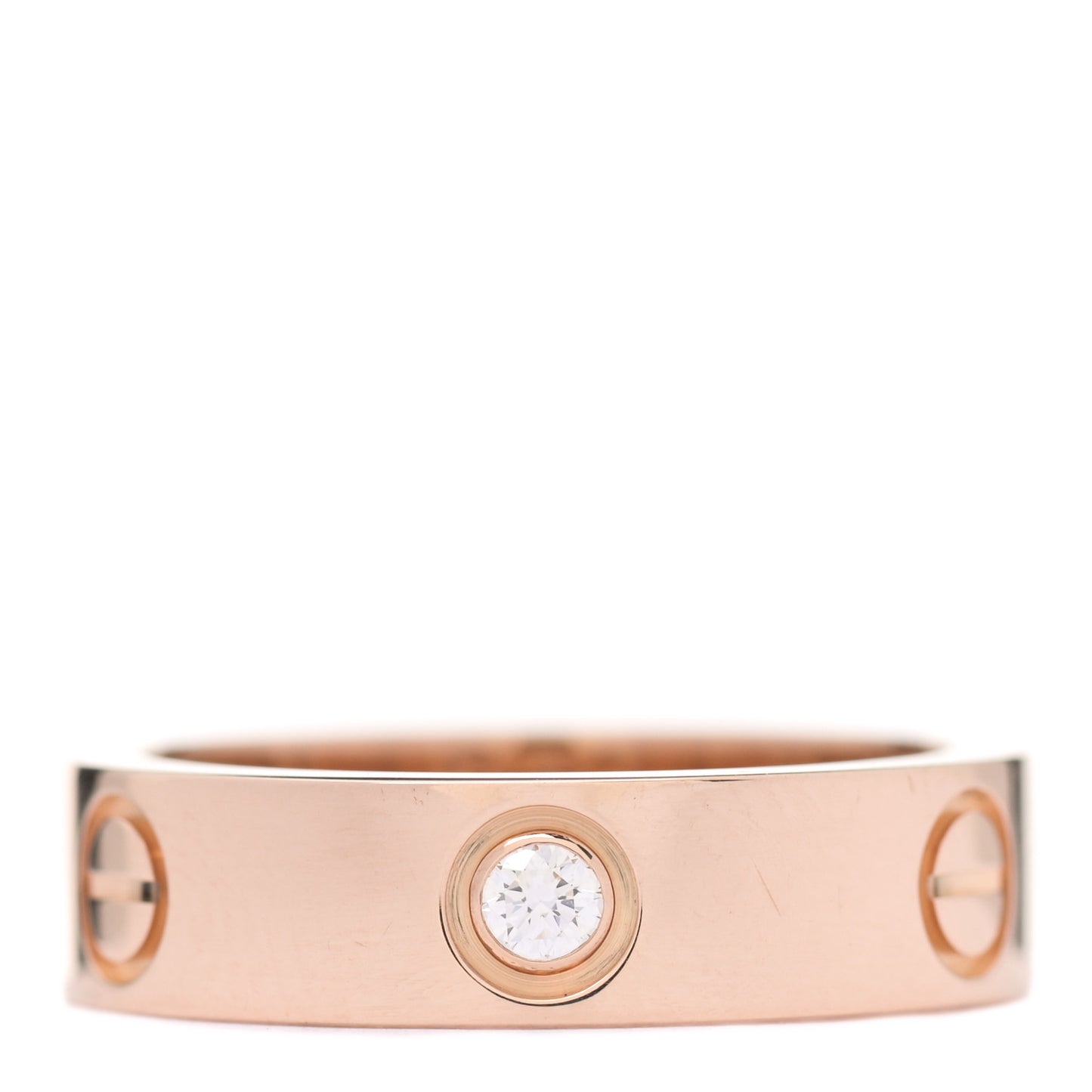 18K Pink Gold 3 Diamond 5.5mm LOVE Ring 56 7.5
