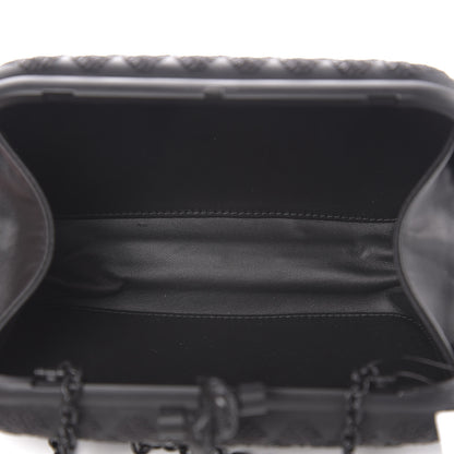 Bottega Veneta Sequin Paillettes Tartan Chain Knot Clutch Black 4 of 8