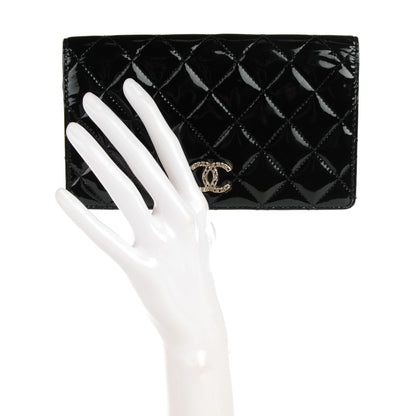 Chanel Patent Quilted Brilliant Yen Wallet Black 2 of 8