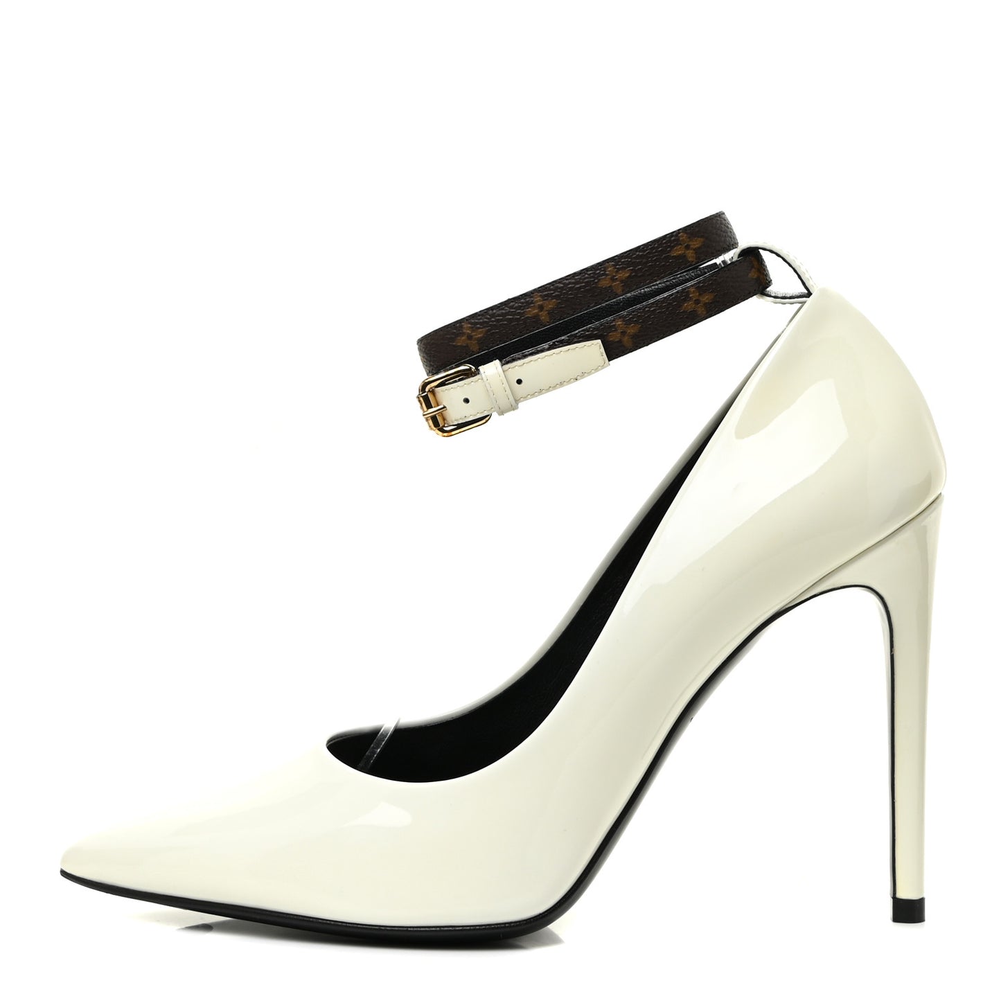 Monogram Patent Call Back Pumps 37.5 White