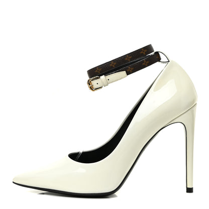 Louis Vuitton Monogram Patent Call Back Pumps 37.5 White 1 of 12