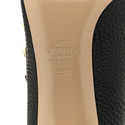 Valentino Garavani Pebbled Calfskin Rockstud 100mm Pumps 39.5 Black 6 of 7