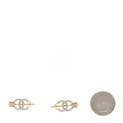 Chanel Metal Crystal CC Arrow Earrings Gold 2 of 6
