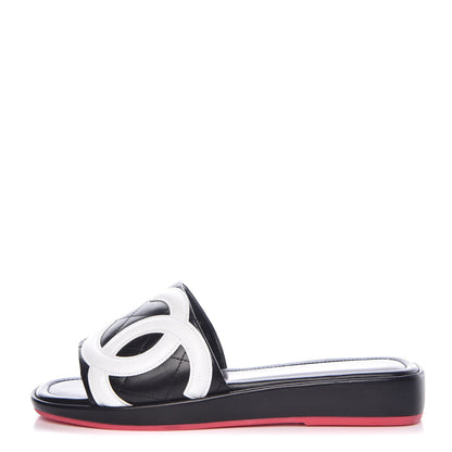 Chanel Calfskin Cambon CC Flat Slide Sandals 36.5 Black 1 of 11