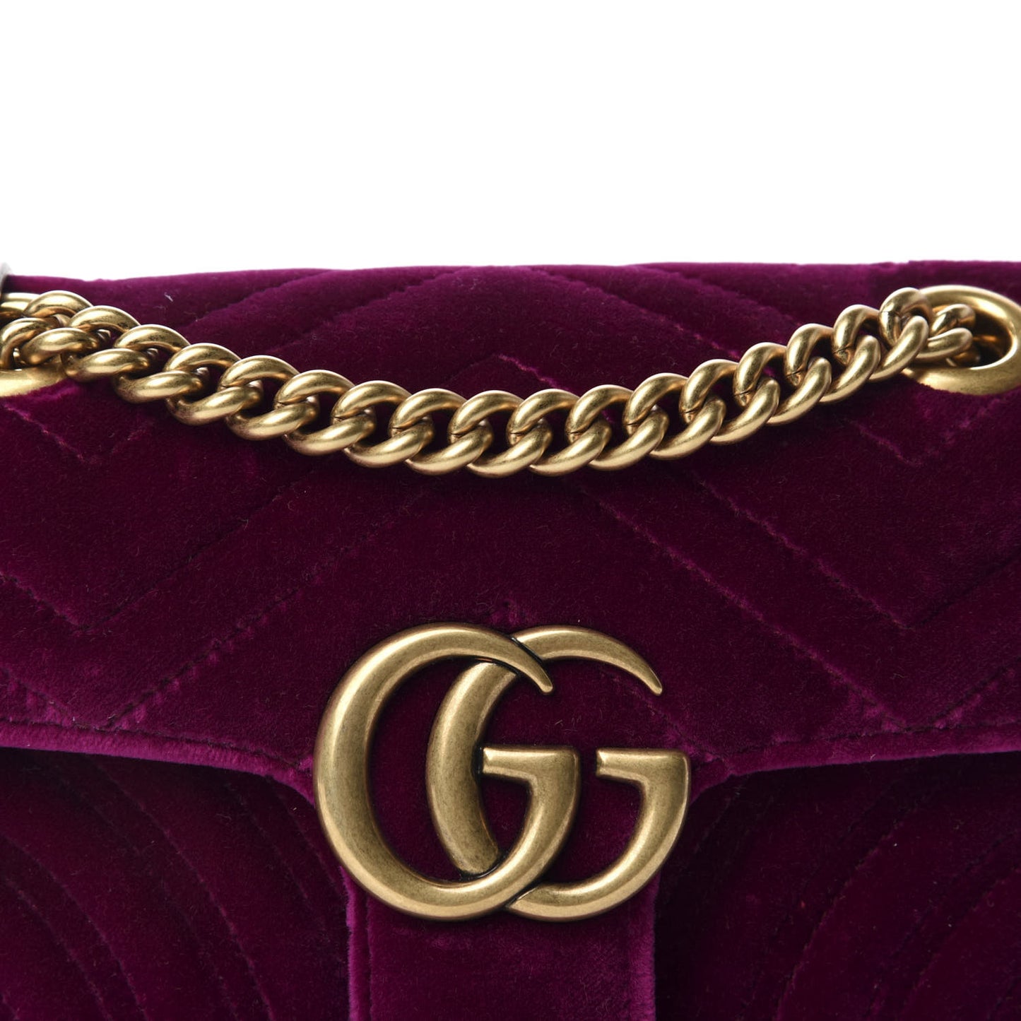 Velvet Matelasse Mini GG Marmont Shoulder Bag Fuchsia Violet Cyclamen
