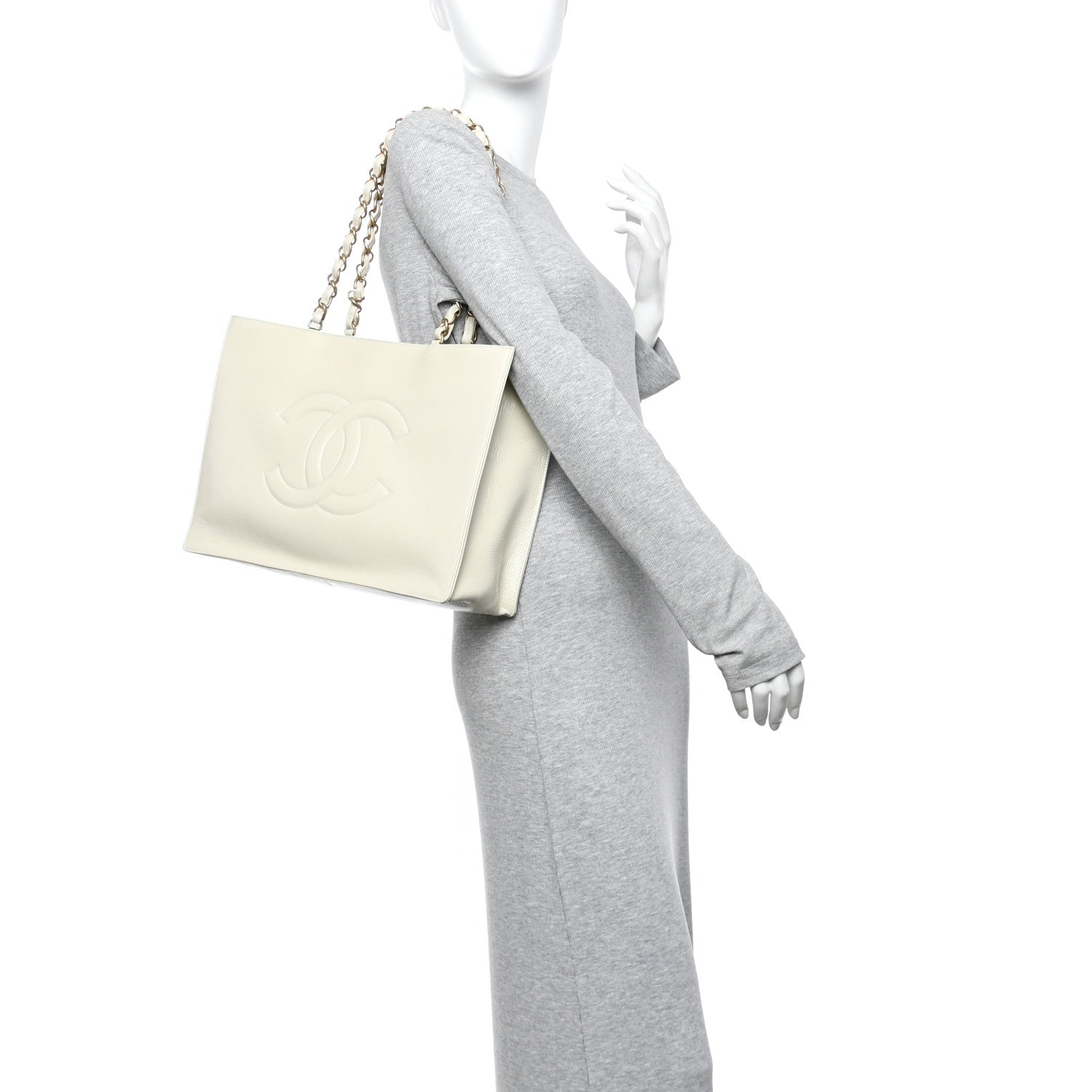 Chanel Shiny Aged Calfskin Shopping Bag White 2 of 10