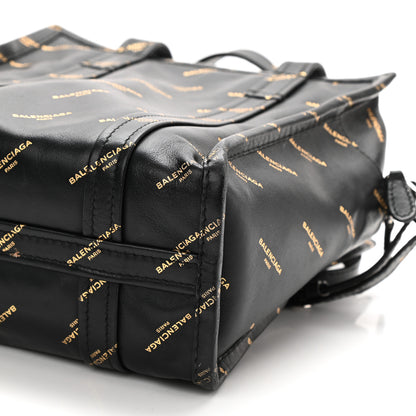 Balenciaga Calfskin Allover Logo XS Bazar Shopper Tote Black Gold 10 of 10