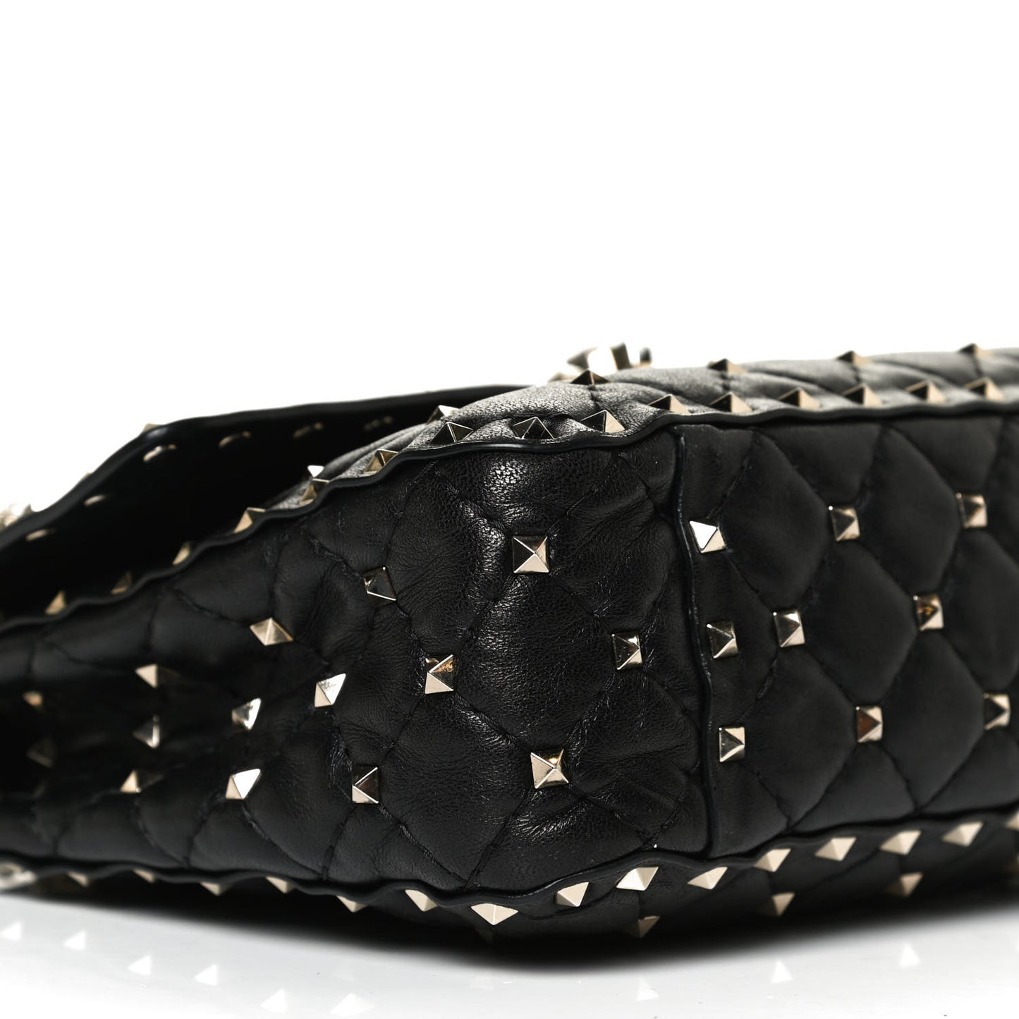 Lambskin Medium Rockstud Spike Shoulder Bag Black