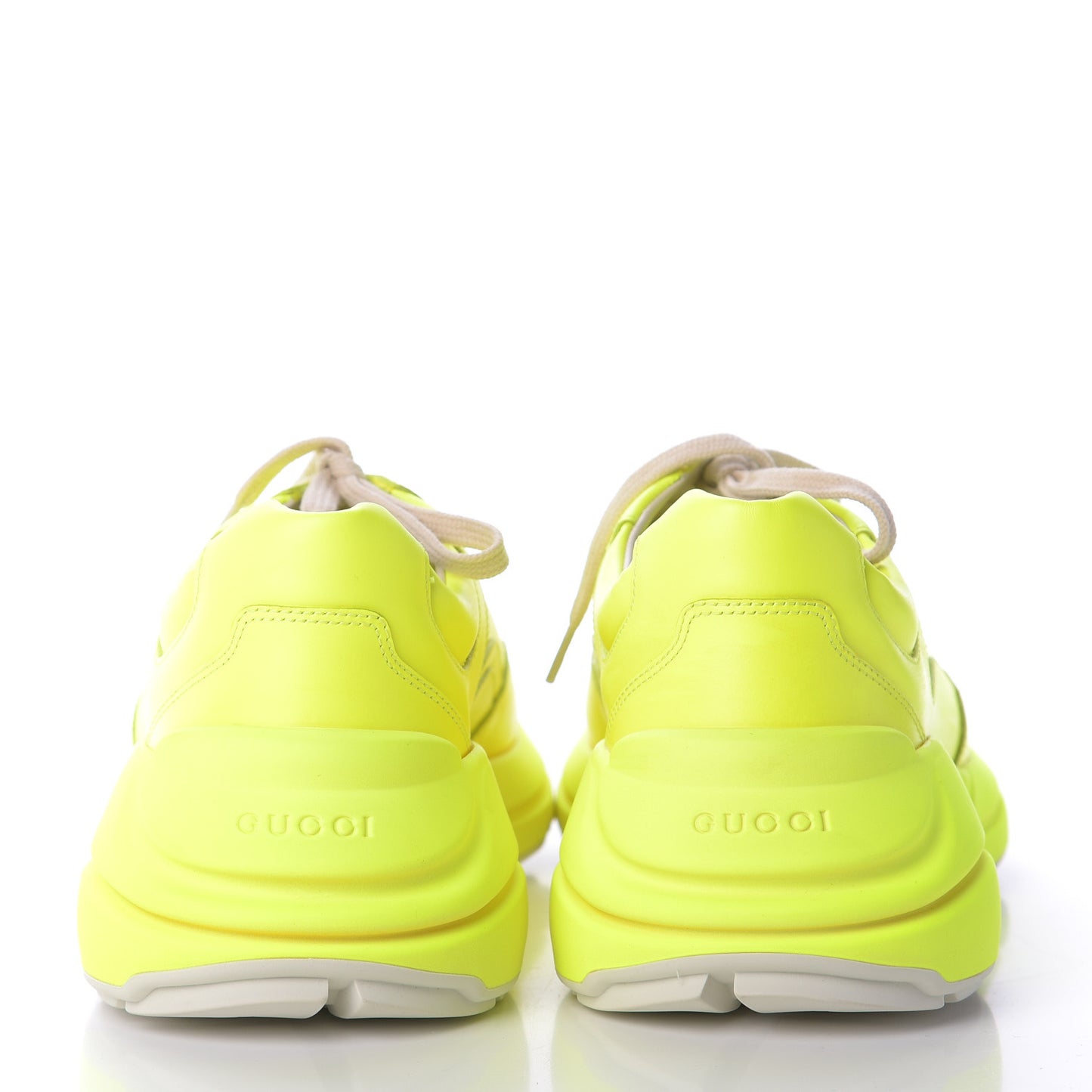 Calfskin Mens Rhyton Sneakers 10 Yellow Fluo
