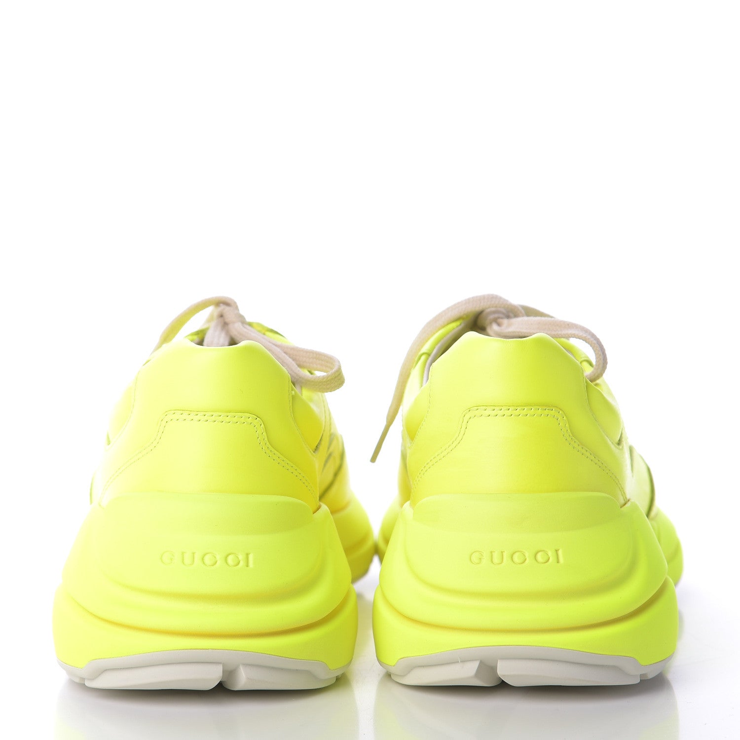 Gucci Calfskin Mens Rhyton Sneakers 10 Yellow Fluo 5 of 9