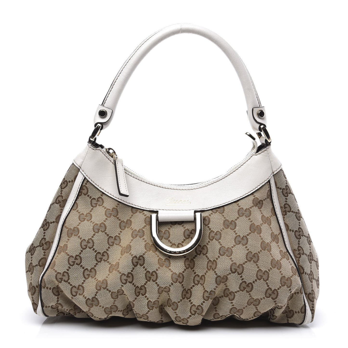 Monogram Medium D Gold Ring Hobo White