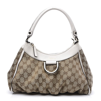 Gucci Monogram Medium D Gold Ring Hobo White 1 of 11