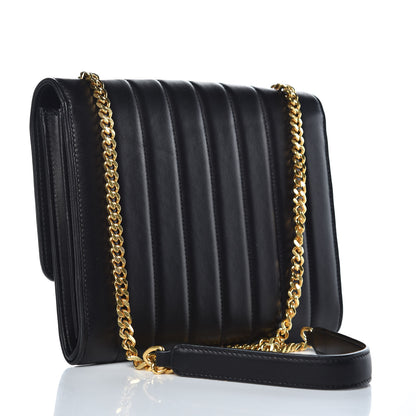 Saint Laurent Lambskin Matelasse Monogram Vicky Chain Wallet Black 3 of 9