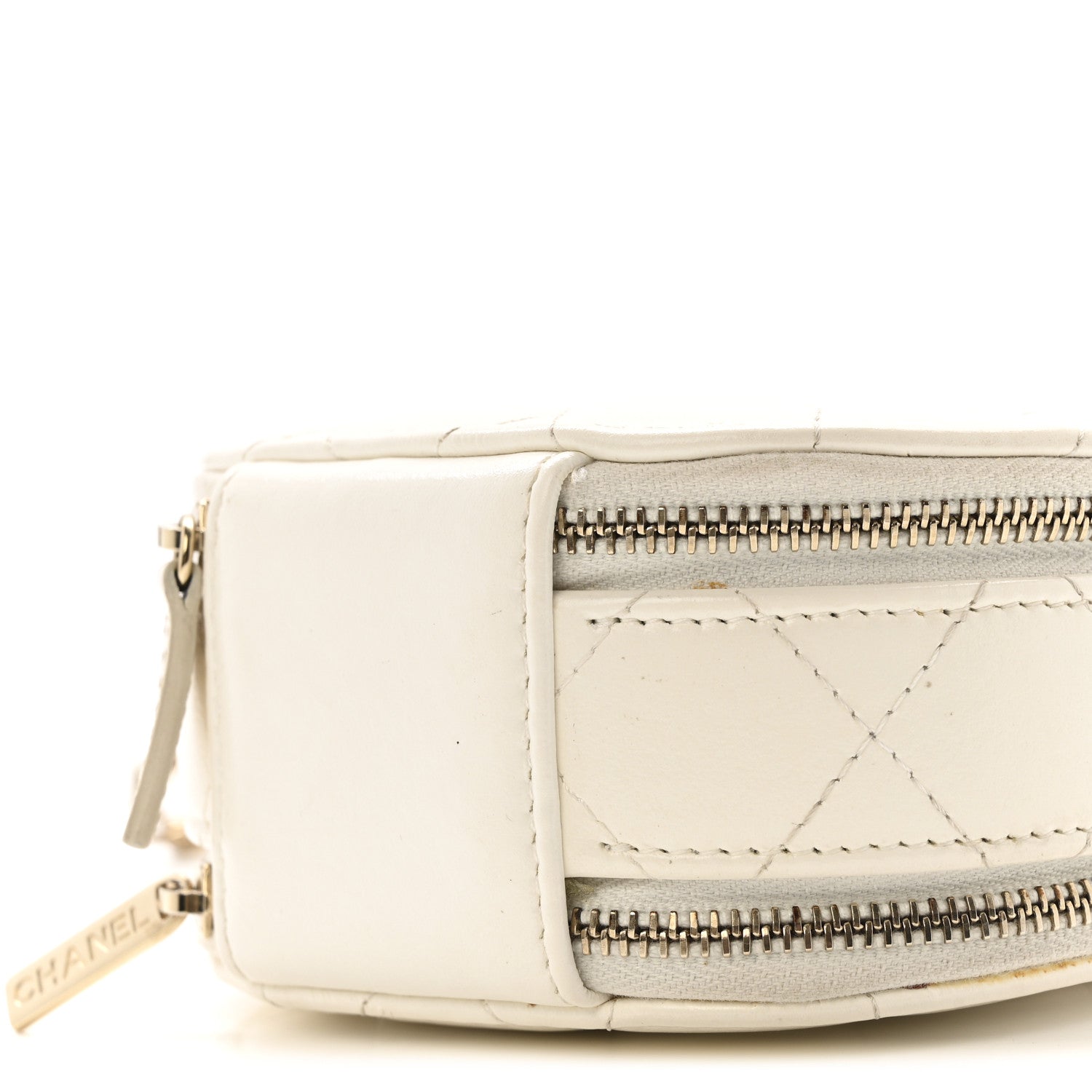 Chanel Lambskin Quilted Round Handle With Care Vanity With Chain White 10 of 12