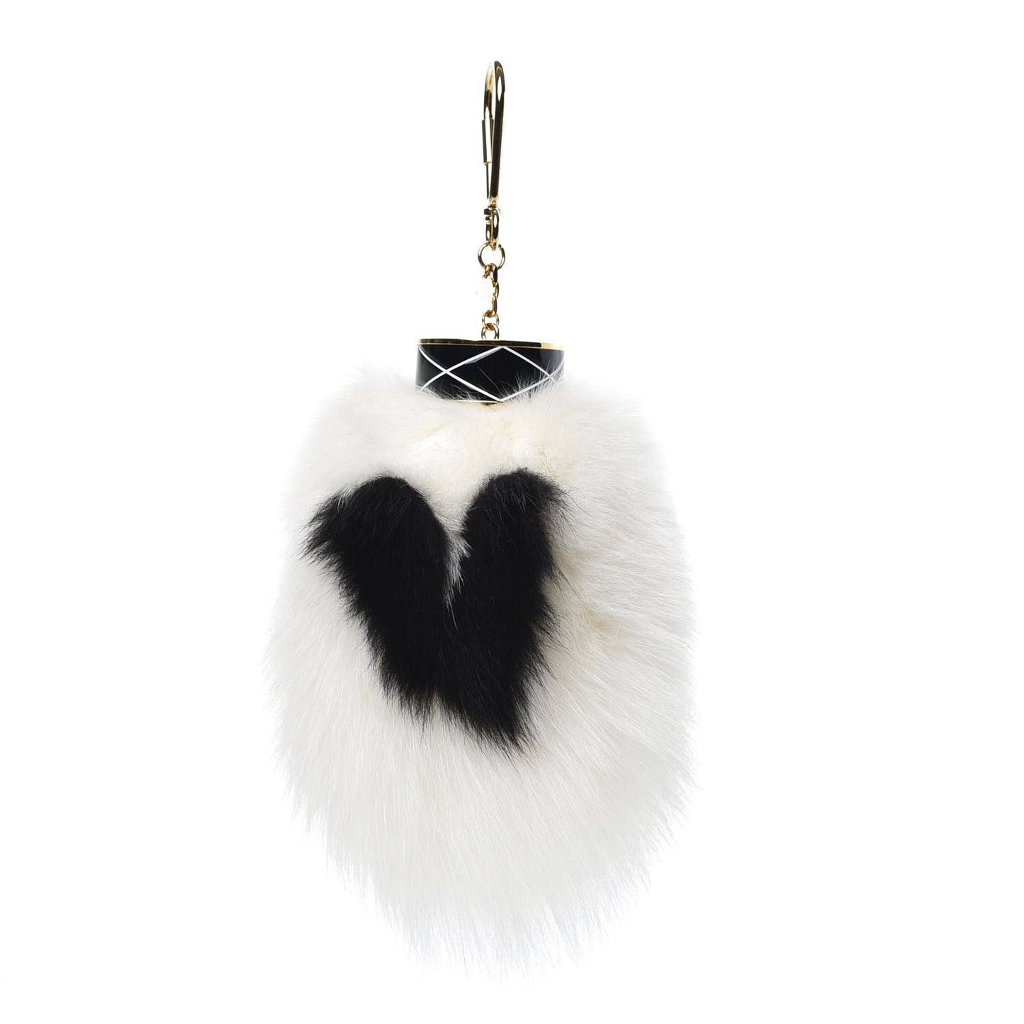 Fox Fur Fuzzy V Bag Charm White